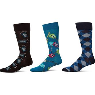 MeMoi Hobby Assorted 3-Pack Crew Socks in Oatmeal at Nordstrom