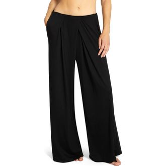 Robin Piccone Ava Pleated Wide Leg Pants in Black at Nordstrom Rack, Size Large
