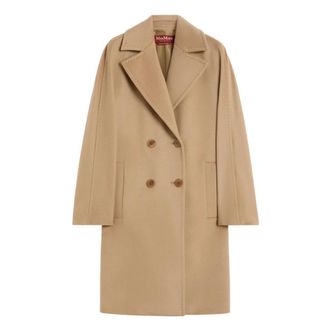 Max Mara Double-Breasted Coats, female, Brown, Size: 2XS Double-Breasted Wool Coat