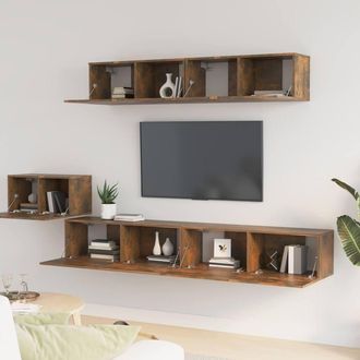 Berkfield Home Classic 5 Piece TV Cabinet Set Smoked Oak Engineered Wood in Brown