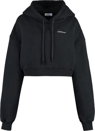 Off-white Cropped Hoodie - Dames - Hoodies - Zwart - M - Katoen - Hoodies & sweatvesten
