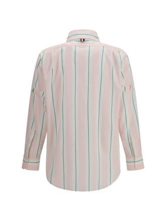 Thom Browne Striped Cotton Button-Down Shirt - Pink