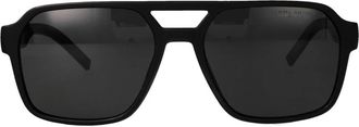 Tommy Hilfiger Rechthoekige Zonnebril met Dubbele Neusbrug - Heren - Zonnebrillen - Zwart - 57 MM - Accessoires
