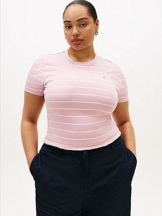 Tommy Hilfiger Curve Flag Embroidery Crew Neck Slim T-Shirt