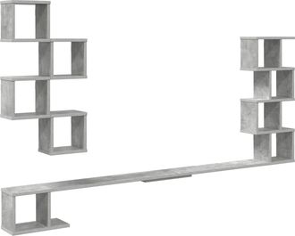 vidaXL Estante De Tv Montado En La Pared Gris Hormig&oacute;n Vidaxl