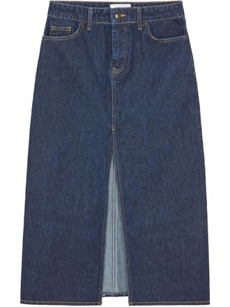 16Arlington Ille front-slit denim midi skirt - Blue