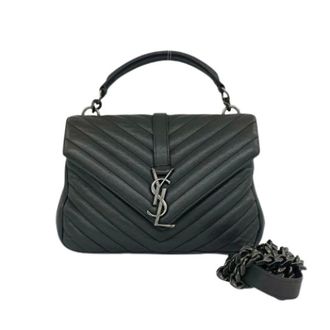 Saint Laurent Pre-owned Cross Body Bags, female, Gray, Size: ONE SIZE Pre-owned Leather Crossbody Bag