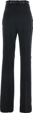 Sportmax Womens Black Pants With Belt And Metallic Buckle Viscose Trousers