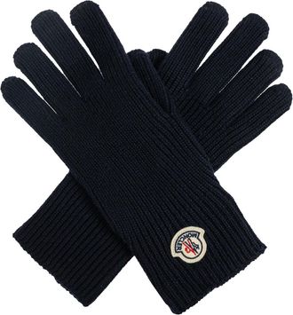 Moncler Wool Gloves With Logo Patch