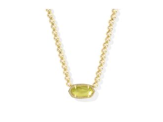 Kendra Scott Elisa Beaded Womens Necklace Womens Necklace Gold Chartreuse Green Mother Of Pearl, Brass/14K Gold