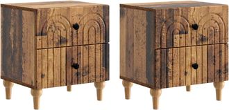vidaXL Armario De Noche 2 Uds. Madera Envejecida 43 X 34,5 X 48 Cm Vidaxl