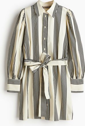 H&M Blusenkleid mit Bindeg&uuml;rtel - Beige