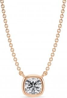 Allurez Cushion Lab Diamond Solitaire Pendant Necklace 14K Rose Gold (0.50ct)