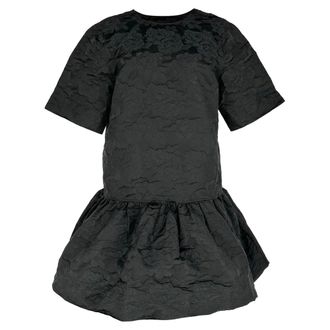 Ganni Ganni Botanical Jacquard Open-Back Mini Dress in Black Polyester