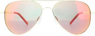 Polaroid Aviator Unisex Gold Red Mirror Polarized Sunglasses Metal (archived) - One Size