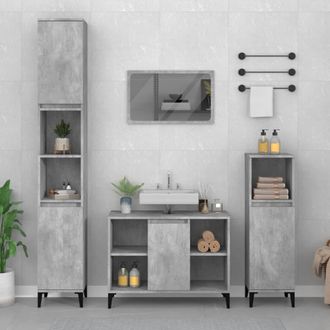 vidaXL Armario De Lavabo Madera Contrachapada Gris Hormig&oacute;n 80x33x60cm Vidaxl