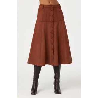 ASTR the Label Zoya Faux Suede Midi Skirt in Brown at Nordstrom, Size X-Small