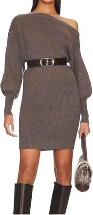 Line & Dot Long Sleeve Sweater Mini Dress In Gray