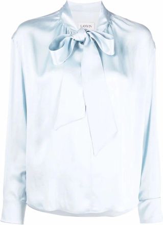Lanvin Zijden blouse met lintsluiting - Dames - Blouses - Blauw - XS - Overhemden