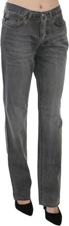Just Cavalli Womens Gray Washed Straight Jeans Cotton Elastane