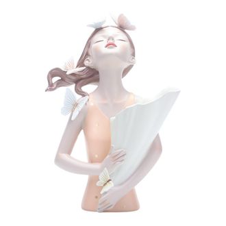 Infinite Jarr&oacute;n De Resina Con Figura De Mujer Y Mariposas - Estatua Decorativa, 31 Cm, Blanco, Negro, Naranja, Verde, Gris, Rosa, Para Flores Secas