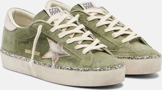 Golden Goose Hi Star glitter-trimmed suede sneakers