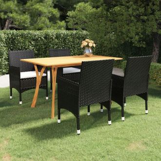 vidaXL Juego De Comedor Para Jard&iacute;n De 5 Piezas Negro Vidaxl