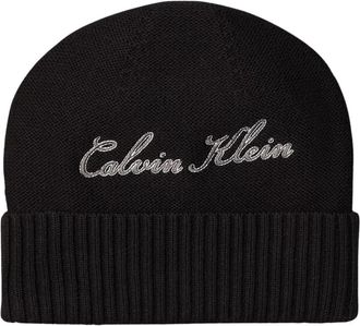 Calvin Klein Scripted Logo Katoenen Muts - Dames - Hoeden - Zwart - ONE Size - Katoen - Accessoires