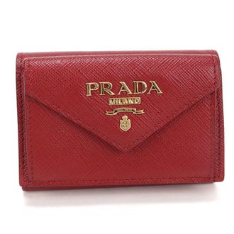 Prada Red Color Leather Wallet (Tri-Fold) (Pre-Owned)