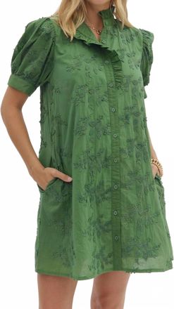 Entro Floral Applique Mini Dress In Green
