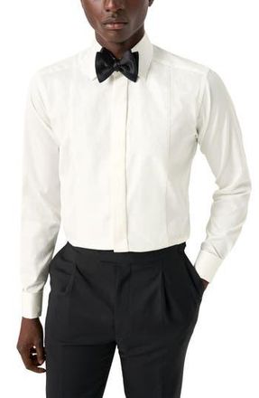 Eton Slim Fit Metallic Paisley Jacquard Bibbed Tuxedo Shirt in Natural at Nordstrom Rack, Size 17.5