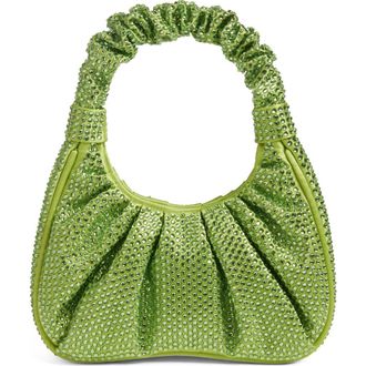 JW PEI Gabbi Rhinestone Ruched Hobo in Green at Nordstrom Rack
