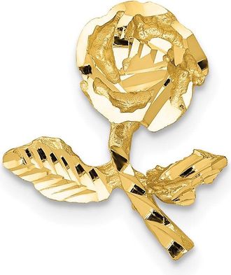 Diamond2Deal 14k Yellow Gold Satin Diamond-cut Rose Chain Slide