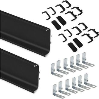 Emuca Emuca - Kit De 2 Perfiles Centrales Gola Para Muebles De Cocina, Longitud 2,35m, Con Accesorios, Aluminio, Pintado Negro
