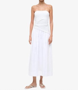 Staud Nia Midi Dress In White