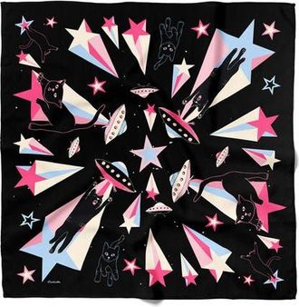 Centinelle Cat Abduction Cotton Silk Bandana in Black at Nordstrom