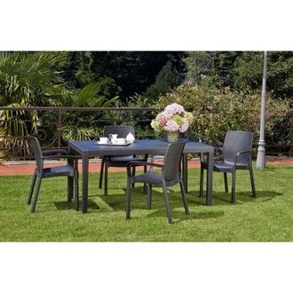 Dmora Sillas De Jard&iacute;n Dnardin, Juego De 4 Asiento De Jard&iacute;n, Silla Para Mesa De Comedor, Sill&oacute;n De Exterior Efecto Rat&aacute;n, 100% Made In Italy, 54x60h82 Cm, 