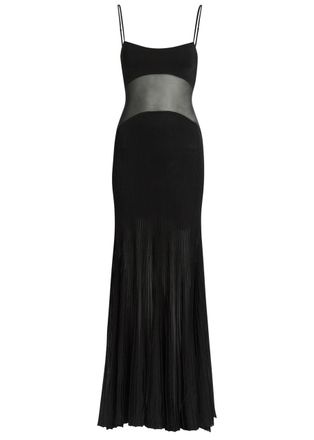 Galvan Belladonna Mesh and Fine-knit Maxi Dress - Black - S (UK8-10 / S)