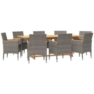 vidaXL Juego De Comedor De Jard&iacute;n 9 Piezas Con Cojines Gris Vidaxl
