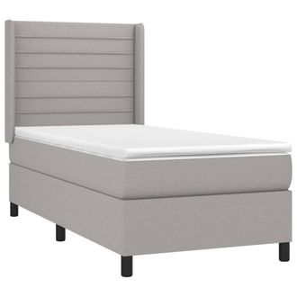 vidaXL Vidaxl - Cama Box Spring Con Colch&oacute;n Tela Gris Claro 90x200 Cm