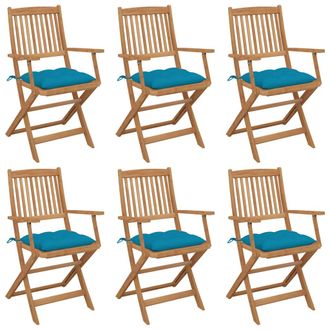 vidaXL Sillas De Jard&iacute;n Plegables 6 Uds Y Cojines Madera Maciza Acacia Vidaxl