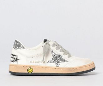 Golden Goose Boys Ball Star Sneakers in Leather and Glitter Fabric