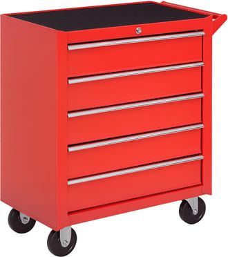 OEM Caja Taller Carro De Herramientas Con Ruedas Cerradura Tipo Mueble De Almacenamiento Para Taller Garaje Y Hogar Chapa De Acero 69x33x75 Cm Rojo