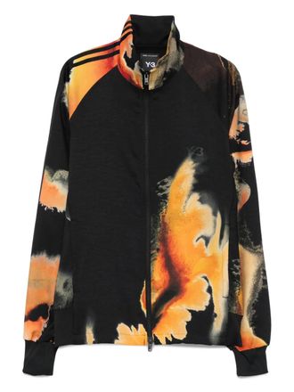 Yohji Yamamoto AOP abstract-print zip-up jacket - Black