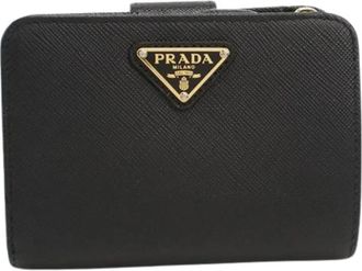 Prada Pre-owned Vintage Bi-fold Portemonnee - Dames - Vintage Accessoires - Zwart - ONE Size - Leer - Vintage