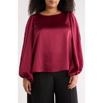 Renee C Cutout Long Sleeve Satin Top in Burgundy at Nordstrom Rack, Size 1 X