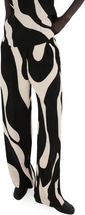 Mango Print Straight Leg Pants in Black at Nordstrom, Size 10