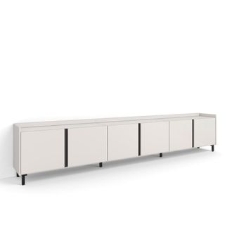 Skraut Home Mueble tv efecto madera beige 309x35x61cm con patas