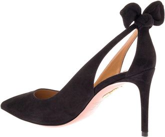 Aquazzura Womens Pumps Black Suede Goat Leather