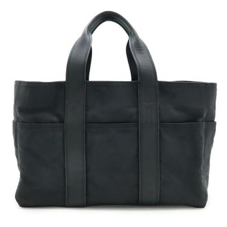 Herm&egrave;s Black Nylon Handbag Tote Bag (Pre-Owned)